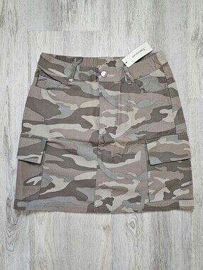 New Blue Rain Camo Cargo Cotton Mini Skirt